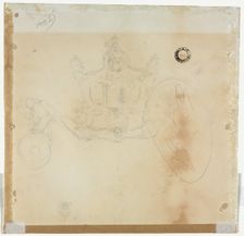 Study for Cab and Front Left Wheel of Coach and Study for Head of Crowned Figure.... Creator: Edward Tennyson Reed (British, 1860-1933)