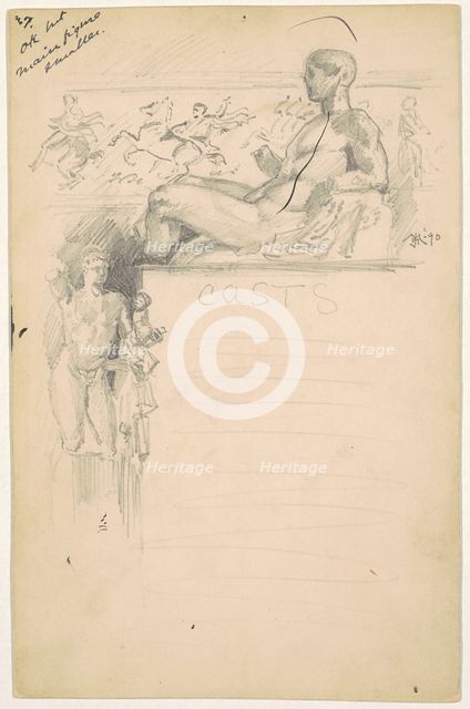 Study for "Casts from Antique Sculpture: The Parthenon", 1890. Creator: James Henry Moser.