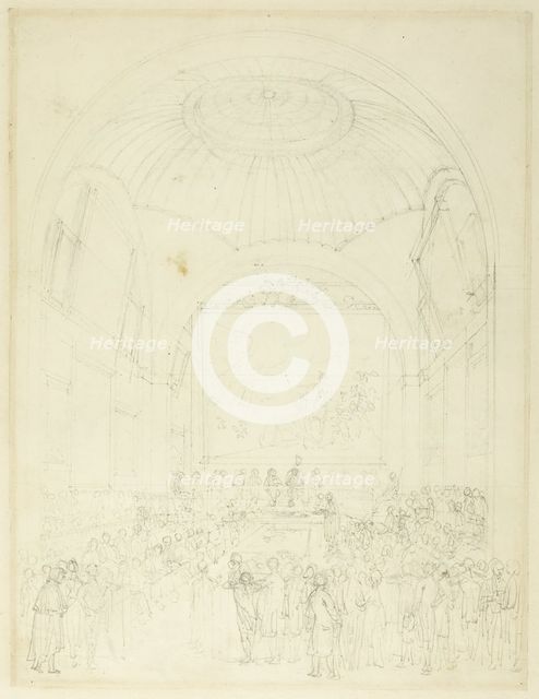 Study for Common Council Chamber, Guild Hall, from Microcosm of London, c. 1808. Creator: Augustus Charles Pugin.