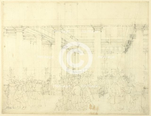 Study for Corn Exchange, Mark Lane, from Microcosm of London, c. 1808. Creator: Augustus Charles Pugin.