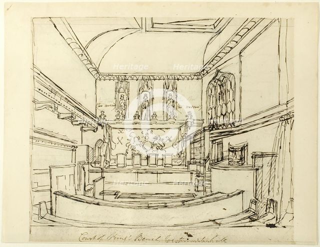 Study for Court of King's Bench, Westminster Hall, from Microcosm of London, c. 1808. Creator: Augustus Charles Pugin.