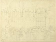 Study for Court Chancery, Lincoln's Inn Hall, from Microcosm of London, c. 1808. Creator: Augustus Charles Pugin