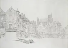 Study for Detail of the Market-Place, Abbeville, September - October 1868. Artist: John Ruskin