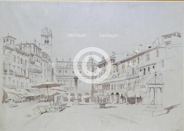 Study for Detail of the Piazza delle Erbe, Verona, 19 May 1841. Artist: John Ruskin.
