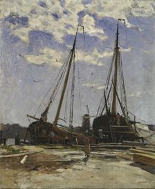 Study for Dordrecht Harbour, 1880, Göteborgs konstmuseum. Creator: Carl Skanberg