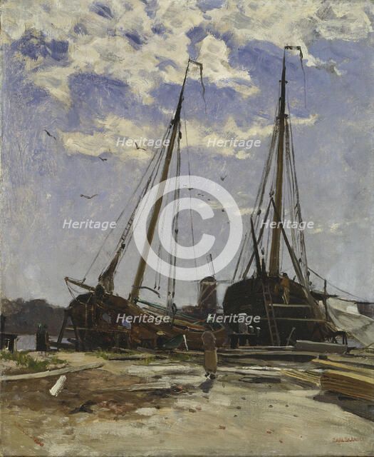 Study for Dordrecht Harbour, 1880, Göteborgs konstmuseum. Creator: Carl Skanberg.