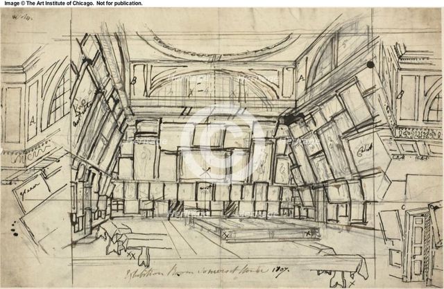 Study for Exhibition Room, Somerset House, from Microcosm of London, c. 1808. Creator: Augustus Charles Pugin.