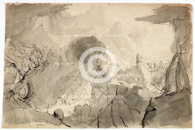Study for Expulsion from the Garden of Eden, 1828. Creator: Thomas Cole.