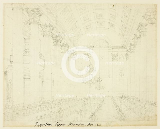 Study for Egyptian Hall Mansion House, from Microcosm of London, c. 1809. Creator: Augustus Charles Pugin.