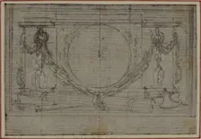 Study for En Tête Vignette in Tacitus "Tibère, ou Les Six Premiers Livres des Annales"..., c. 1768. Creator: Hubert Francois Gravelot