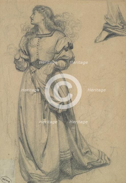 Study for female figure in engraved illustration to Amor Mundi, (c1865). Creator: Frederick Augustus Sandys.