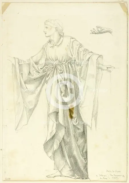 Study for Figure of 'Idleness - The Romaunt of the Rose, c. 1873-77. Creator: Sir Edward Coley Burne-Jones.
