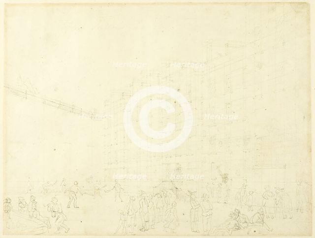 Study for Fleet Prison, from Microcosm of London, c. 1808. Creator: Augustus Charles Pugin.