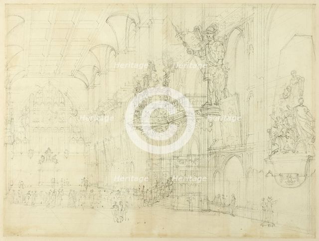 Study for Guild Hall, from Microcosm of London, c. 1808. Creator: Augustus Charles Pugin.