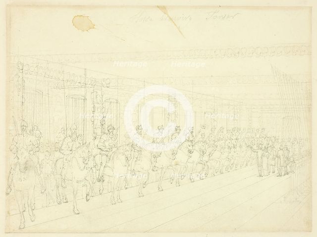 Study for Horse Armory Tower, from Microcosm of London, c. 1809. Creator: Augustus Charles Pugin.