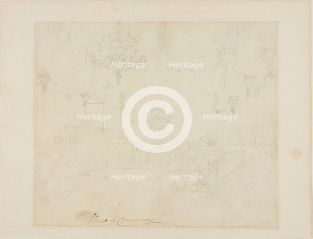 Study for House of Commons, from Microcosm of London, c. 1808. Creator: Augustus Charles Pugin.