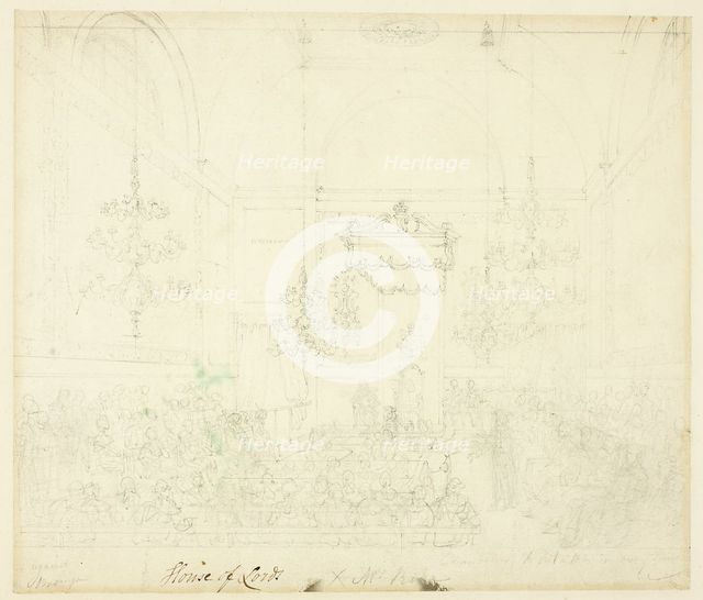 Study for House of Lords, from Microcosm of London, c. 1809. Creator: Augustus Charles Pugin.