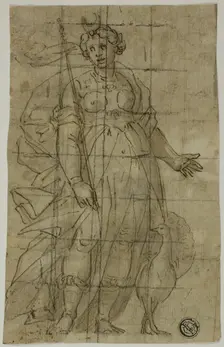 Study for Juno (or Diana) with a Peacock, 1584/85. Creators: Luca Cambiaso, Lazzaro Tavarone, Bernardo Castello