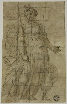 Study for Juno (or Diana) with a Peacock, 1584/85. Creators: Luca Cambiaso, Lazzaro Tavarone, Bernardo Castello