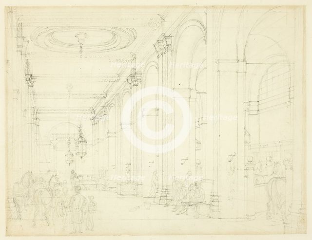 Study for King's Mews, Charing Cross, from Microcosm of London, c. 1808. Creator: Augustus Charles Pugin.