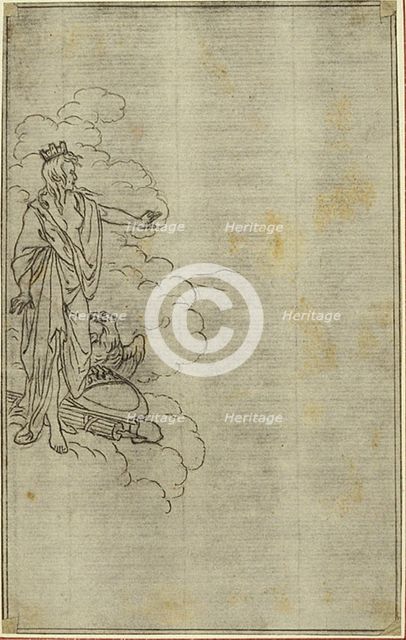 Study for Lucain's "La Pharsale", Canto I, Standing Female Figure with Crown, c. 1766. Creator: Hubert Francois Gravelot.