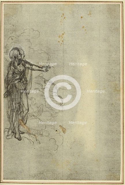 Study for Lucain's "La Pharsale", Canto I, Standing Female Figure, c. 1766. Creator: Hubert Francois Gravelot.