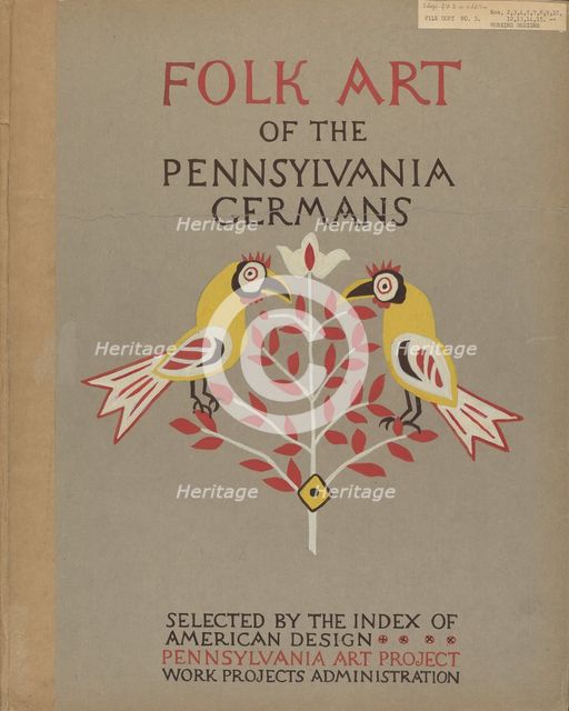 Study for Portfolio Cover: "Folk Art of Rural Pennsylvania", 1935/1942. Creator: Unknown.