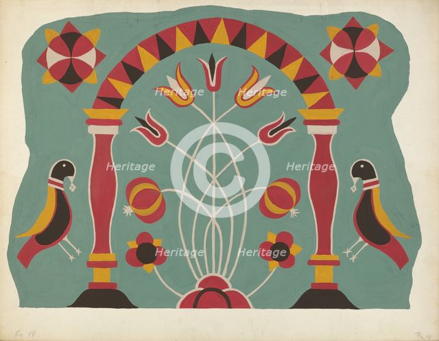 Study for Proposed Portfolio "Decorated Chests of Rural Pennsylvania", 1941. Creator: Unknown.