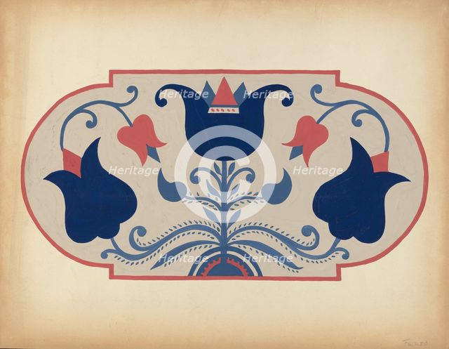 Study for Proposed Portfolio "Decorated Chests of Rural Pennsylvania", 1941. Creator: Unknown.