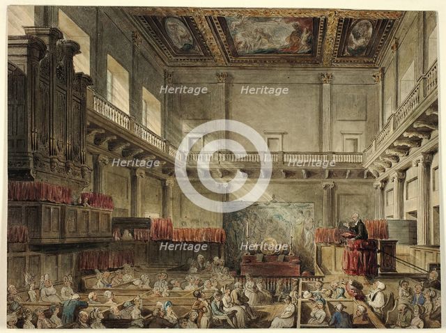 Study for Royal Chapel, Whitehall, in Micocosm of London, 1807-10. Creator: Augustus Charles Pugin.