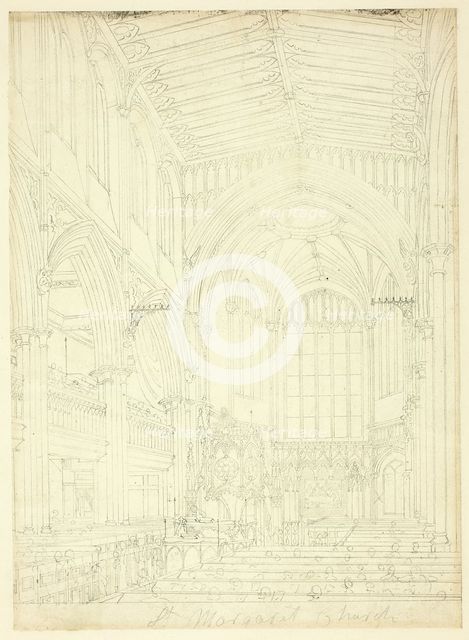 Study for St. Margaret's Church, from Microcosm of London, c. 1809. Creator: Augustus Charles Pugin.
