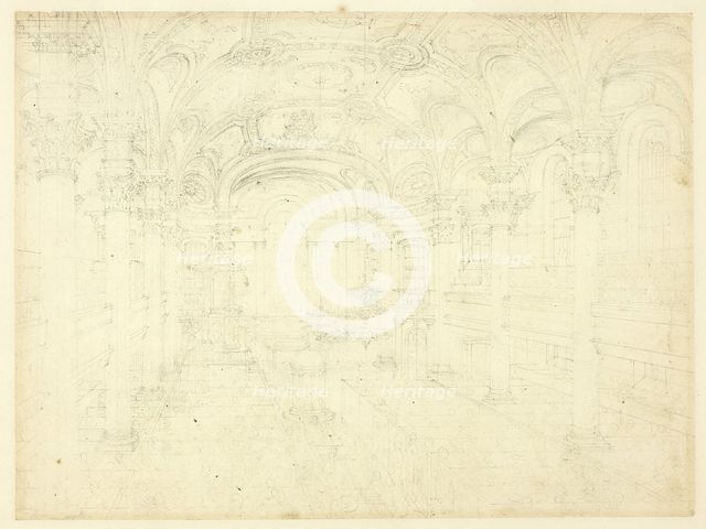 Study for St. Martin's in the Fields, from Microcosm of London, c. 1809. Creator: Augustus Charles Pugin.