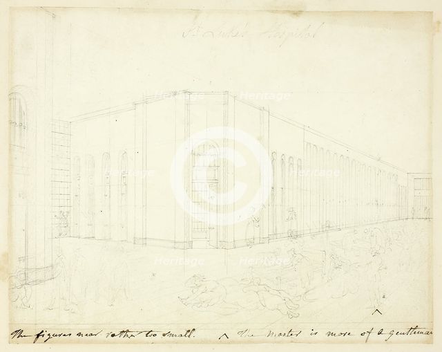 Study for St. Luke's Hospital, from Microcosm of London, c. 1809. Creator: Augustus Charles Pugin.