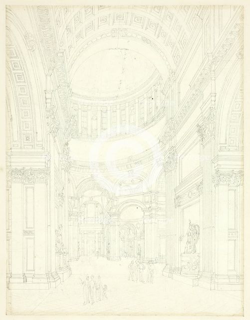 Study for St. Paul's Cathedral, from Microcosm of London, c. 1809. Creator: Augustus Charles Pugin.