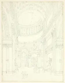 Study for St. Paul's Cathedral, from Microcosm of London, c. 1809. Creator: Augustus Charles Pugin