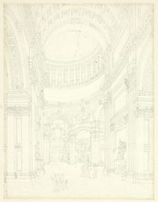 Study for St. Paul's Cathedral, from Microcosm of London, c. 1809. Creator: Augustus Charles Pugin