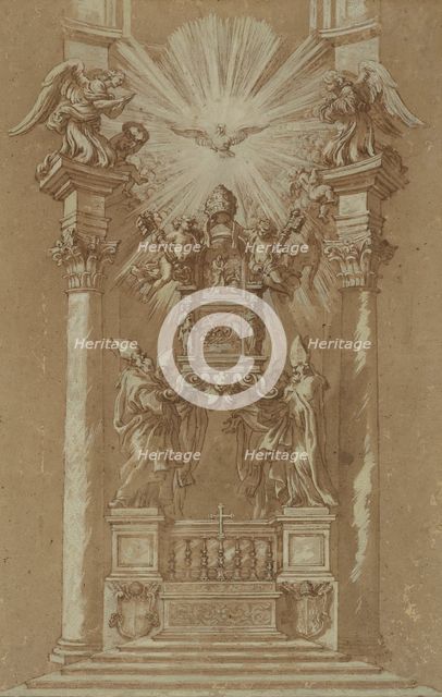 Study for St. Peter's 'Cattedra', 1658. Creator: Workshop of Gian Lorenzo Bernini (1598-1680).