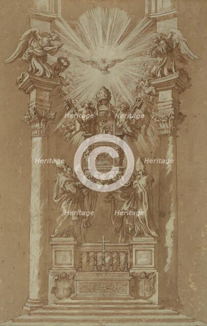 Study for St. Peter's 'Cattedra', 1658. Creator: Workshop of Gian Lorenzo Bernini (1598-1680).