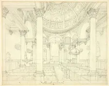 Study for St. Stephen's Walbrook, from Microcosm of London, c. 1809. Creator: Augustus Charles Pugin