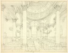 Study for St. Stephen's Walbrook, from Microcosm of London, c. 1809. Creator: Augustus Charles Pugin