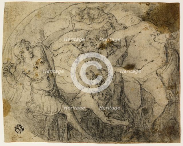 Study for Saint Michael Casting Out Lucifer, 1581/83. Creator: Francesco Vanni.