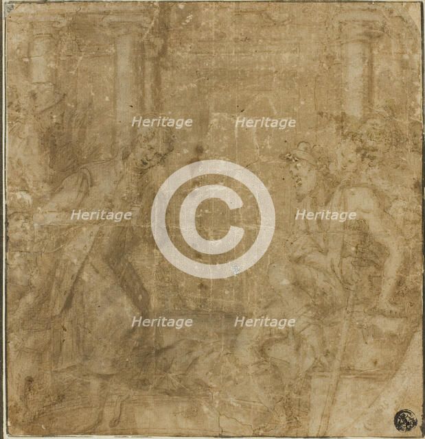 Study for Saint Francis of Assisi Giving His Cloak to an Impoverished Knight, 1591/95. Creator: Giovanni Battista della Rovere.