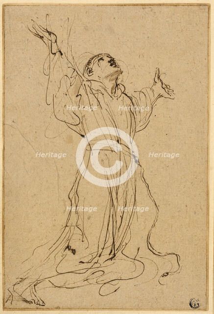 Study for Saint Francis Receiving the Stigmata, 1632/34. Creator: Guercino.