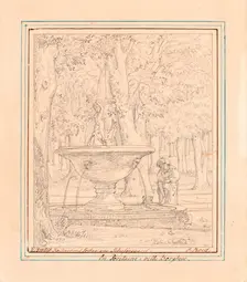 Study for Scene from the Garden of Villa Borghese in Rome, n.d., c1839. Creator: Jorgen Pedersen Roed
