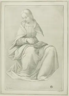 Study for Seated Figure of a Woman (Maiden), n.d. Creator: Ferdinand Piloty
