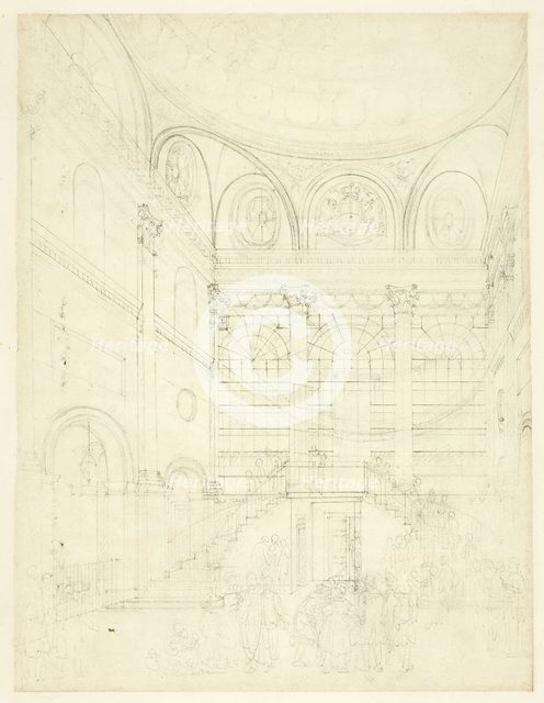 Study for Session House, Clerkenwell, from Microcosm of London, c. 1809. Creator: Augustus Charles Pugin.
