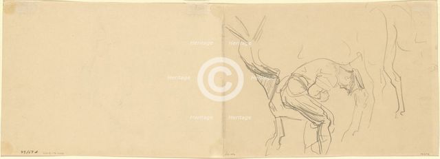 Study for "Shoeing Calvary Horses at the Front" [verso], 1918. Creator: John Singer Sargent.
