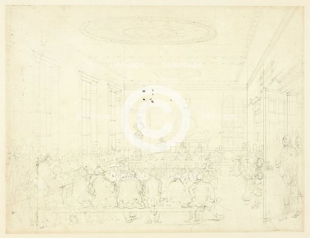 Study for Society for the Encouragement of Agriculture, from Microcosm of London, c. 1809. Creator: Augustus Charles Pugin.
