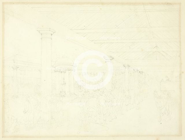 Study for Tattersall's Repository, from Microcosm of London, c. 1809. Creator: Augustus Charles Pugin.