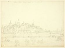 Study for The Tower Taken from the New Mint, from Microcosm of London, c. 1809. Creator: Augustus Charles Pugin